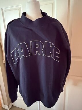 Parke Navy Embroidered Logo Sweatshirt - Women